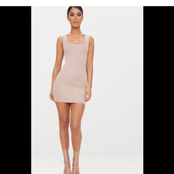 Taupe Bodycon Dress - Picture 2 of 2